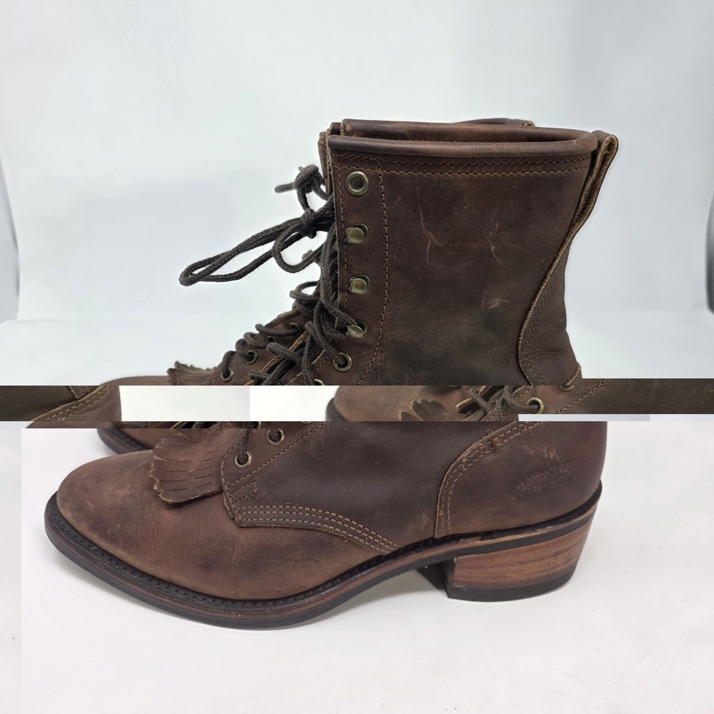 Santa Fe Boot Company Packer Logger 10 EE Work Lace Up WIDE Boots Brown Leather - Picture 16 of 16